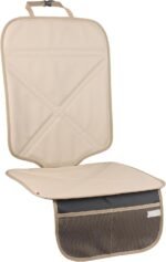 Car Seat Protector Leather Waterproof Child Safety Seat Protector Cover with Thick Pad and 2 Large Pockets Durable Kick Mat for All Auto Seat (Beige) - Image 2