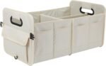 Car Trunk Organizer Car Storage Organizer Collapsible Multi Compartment Car Organizer Adjustable Straps for SUV(Beige) - Image 2