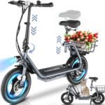 Caroma Peak 1200W/800W/500W Electric Scooter with Seat, 14" Tire, Up to 30Miles & 20MPH, Max Load 300LBS, Foldable Electric Scooter Adults, Commuter Ebike for Adults&Teens, Dual Braking System - Image 2