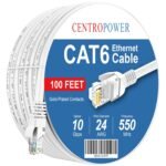 Cat 6 Ethernet Cable 100 ft, Cat6 Solid High-Speed Internet LAN Network Patch Cord Outdoor&Indoor for Modem, Router, PC, PS4/5, TV, Gaming Consoles - Fluke Test Passed, White - Image 2