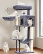 Cat Tree, Cat Tower for Indoor Cats, 43.3 inch Cat Tree Tower with Sturdy Steel Tube, Hammock, Cat Condo for Small Cats and Kittens, Scratching Post, Smoky Gray GCT004SG - Image 2