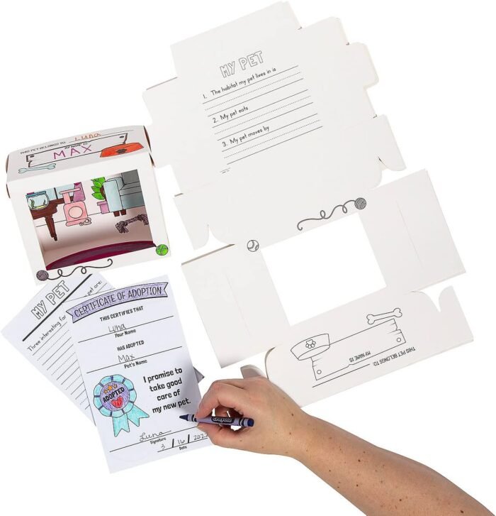Color Your Own Desk Pet Home Habitat with Adoption Certificates - 12 Pieces - Image 2