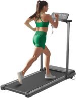 Compact Walking Pad with Handle Bar, Foldable Electric Treadmill with Handles and 3.5HP Powerful Motor, Portable Small Walking Pads Treadmill for Home Small Spaces,400LBS Weight Capacity - Image 2