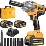 Cordless Impact Wrench 1/2 Inch, 1200N·m(886ft・lbs) Brushless High Torque Impact Gun, 21V Electric Impact Driver, 2x4.0Ah Batteries, Charger & 6 Sockets, Variable Speeds for Car/Truck RV/Mower - Image 2