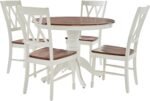 Crosley Furniture Shelby 5-Piece Traditional Round Dining Table Set for 4, Distressed White - Image 2