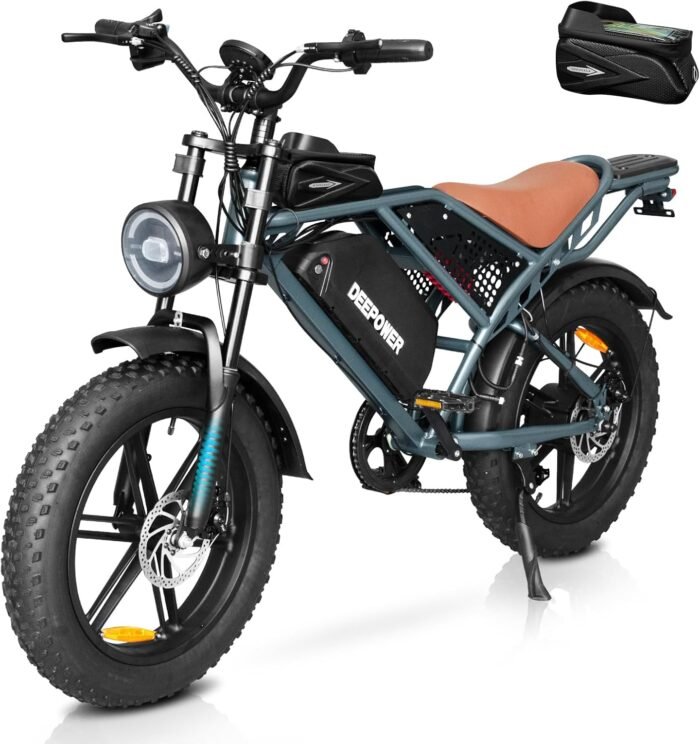 DEEPOWER Electric Bike for Adults,Peak 1500W/3500W Motor,30MPH 55-150Mile ebikes for Adults with 20AH/35AH/60AH Battery,20" Fat Tire Ebike,7 Speed Electric Motorcycle - Image 2