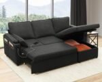 DURASPACE Sofa Bed Sleeper Pull Out 2 in 1 Sectional Sleeper Sofa Couches with Storage,USB, Cup Holder,Pullout Sectional Couches for Apartment Living Room (Dark Gray) - Image 2