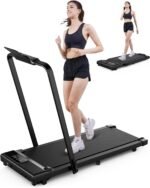 DeerRun 3 in 1 Walking Pad Treadmill, 300 Weight Capacity Foldable Treadmill, 3.0HP Low Noise Under Desk Treadmills for Home Office with Remote & APP - Image 2