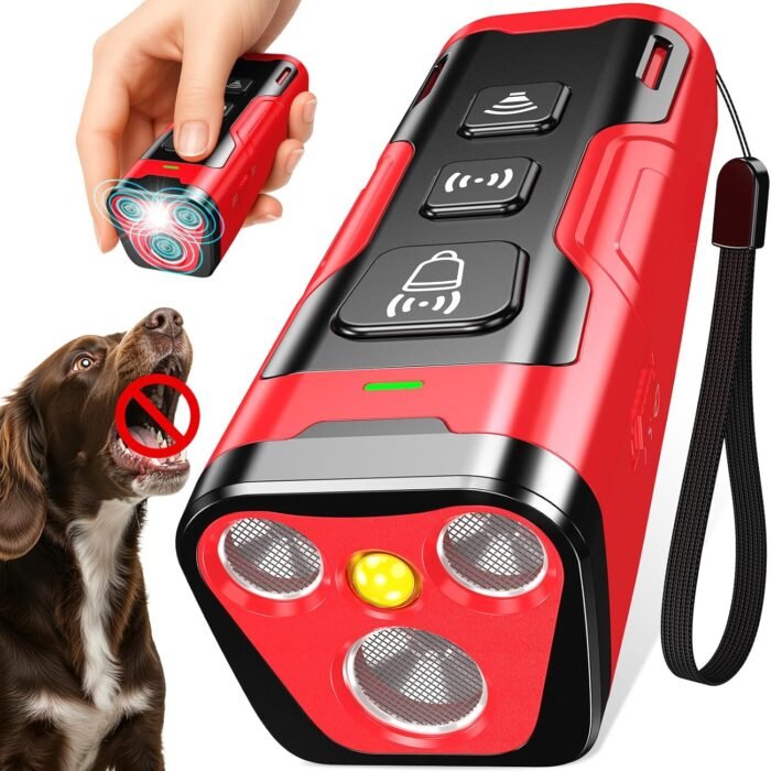 Dog Bark Deterrent Device, 3X Ultrasonic Anti Barking, 6 Training Modes 23 FT Range Barks No More Indoors Outdoors Behavior Correct Safe & Humane Rechargeable Compact Bark Control for Dogs RED - Image 2