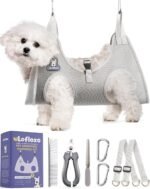 Dog Grooming Hammock Harness for Dogs & Cats with Pet Nail Clipper Trimmer - Cat Hanger Sling for Trimming Clipping Nails- Dog Hammock Restraint Bag for Small Medium Large pet （ Grey S ） - Image 2