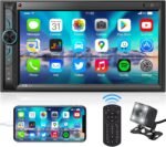 Double Din Car Stereo with Bluetooth: 7inch HD Car Multimedia Receiver – Car Audio MP5 Player | LCD Capacitive Touchscreen | Phonelink | Backup Camera | USB/SD/AUX Input | AM FM Car Radio | SWC - Image 2