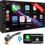 Double Din Car Stereo with Wireless Apple CarPlay & Android Auto, 7inch Touchscreen Car Audio Receiver, Wireless Car Radio with Bluetooth, Backup Camera/Mirrorlink/FM/SWC/Subwoofer/2 USB/AUX Input - Image 2