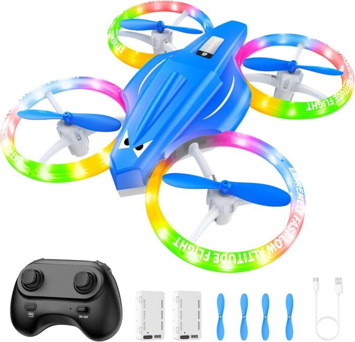 Drones for Kids With Cool Light, Kids Drone with 3D Flip, Altitude-Hold, Self-Rotation, Headless Mode, 3 Speed Modes, One-Click Take-off/Landing, Mini Drone for Christmas, Beginners, Indoor - Image 2