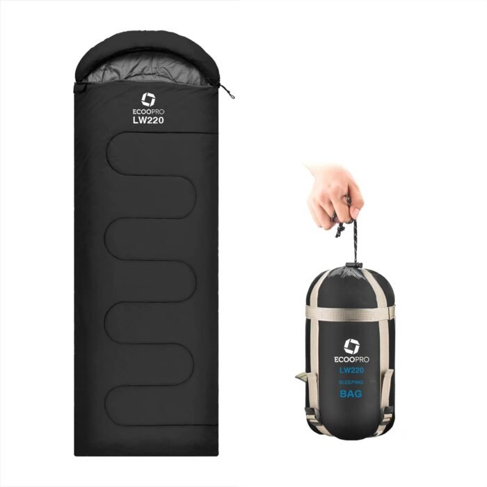 ECOOPRO Warm Weather Sleeping Bag - Portable, Waterproof, Compact Lightweight, Comfort with Compression Sack - Great for Outdoor Camping, Backpacking & Hiking-83 L x 30" W Fits Adults - Image 2