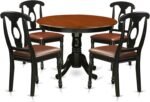 East West Furniture HLKE5-BCH-LC 5 Piece Kitchen Table & Chairs Set Includes a Round Dining Room Table with Pedestal and 4 Faux Leather Upholstered Dining Chairs, 42x42 Inch, Black & Cherry - Image 2