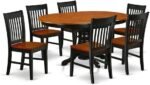 East West Furniture KENO7-BCH-W 7 Piece Dining Room Furniture Set Consist of an Oval Kitchen Table with Butterfly Leaf and 6 Dining Chairs, 42x60 Inch, Black & Cherry - Image 2