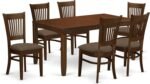 East West Furniture LYVA7-ESP-C 7 Piece Kitchen Table Set Consist of a Rectangle Dining Table with Butterfly Leaf and 6 Linen Fabric Dining Room Chairs, 36x66 Inch, Espresso - Image 2