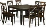 East West Furniture PFBO9-CAP-W 9 Piece Modern Dining Table Set Includes a Square Wooden Table with Butterfly Leaf and 8 Kitchen Dining Chairs, 54x54 Inch, Cappuccino - Image 2