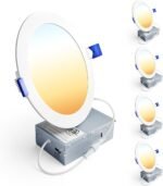 Ensenior 4 Pack 6 Inch LED Recessed Light, Dimmable, 2700K-5000K 5CCT, 1200LM High Brightness, 12W 120V, Damp Rated, Ultra-Thin Canless Wafer Ceiling Light - ETL & FCC & IC - Image 2