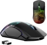 FFJ Master02 Wireless Gaming Mouse, 12000 DPI, Tri-Mode 2.4G/USB-C/Bluetooth 5.3 Gaming Mouse, Python Skin Texture RGB Backlit, 6 Programmable Buttons, 75Hr Battery Life for PC, Mac, PS5, XBOX - Black - Image 2