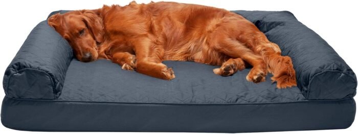 Furhaven Orthopedic Dog Bed for Large Dogs w/ Removable Bolsters & Washable Cover, For Dogs Up to 95 lbs - Quilted Sofa - Iron Gray, Jumbo/XL - Image 2
