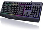 Gaming Keyboard, 7-Color Rainbow LED Backlit, 104 Keys Quiet Light Up Keyboard, Wrist Rest, Whisper Silent, Anti-ghosting Multimedia Keys, Waterproof USB Wired Keyboard for PC Mac Xbox - Image 2
