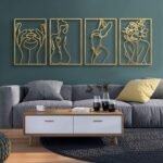 Glamativity 4 Pack Gold Wall Art Decor, Minimalist Single Line Real Metal Wall Art, Woman's Body Shape Abstract Wall Art (Gold Classic Style, 17 x 11.8'') - Image 2
