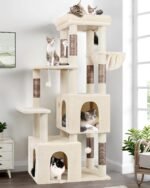 Globlazer Cat Tower for Indoor Cats, Heavy Duty Cat Trees for Large Cats Adult Big Cats Maine Coon Cat Tree Tower with Scratching Post, Extra Large Top Perch, Cat Condos, F61, Beige, 61inch - Image 2