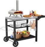 Grill Cart, Outdoor Grill Table, Pizza Oven Stand, Three-Shelf BBQ Table, Movable Dining Cart with Drawer, Fits for Ninja Woodfire Grill, Blackstone Griddle,Tabletop Grill - Image 2