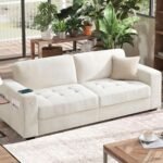 Hanherry 89" Sofa for Living Room, Modern Comfy Sofa with Medium Firm Seat Cushion, Removable Cover,Wide Armrest,USB/Type-C Port,Chenille Fabric Couches for Small Space,Apartment - Image 2