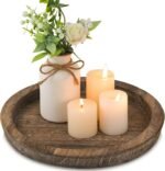 Hanobe Candle Plate Holder Tray: Round Wooden Decorative Candle Plate Small Farmhouse Table Centerpiece Rustic Wood Tealight Pillar Trays for Christmas Wedding Halloween Home Decor - Image 2