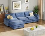 Homall 119" Modular Sectional Sofa, L Shaped Sofa Couch with Reversible Ottoman, DIY Combination Chenille Deep 3-Seat Cloud Couch for Living Room, Apartment (Dark Blue, L Shaped Sofa) - Image 2