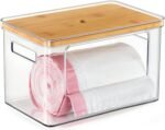 Hudgan Stackable Storage with Bamboo Top for Laundry Room Organization, Extra Large Trash Bag/Garbage Bag Dispenser, Under Sink Organizer, Pantry Organizers - Image 2