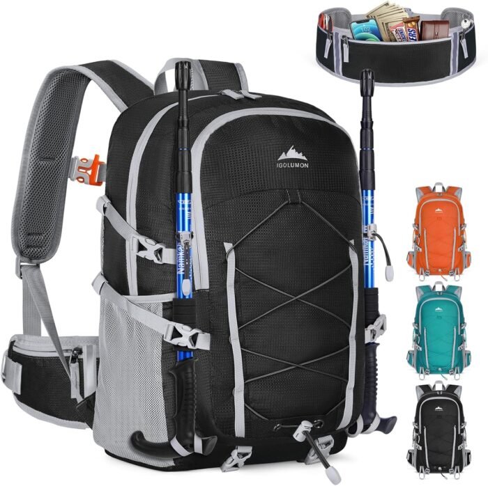 IGOLUMON Hiking Backpack 40L Packable Hiking Daypack for Men Women Waterproof Lightweight Foldable Camping Backpack - Image 2
