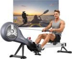 JOROTO Rowing Machine for Home Foldable, Air Magnetic Rowing Machines with 10-Level Adjustable Resistance, Quiet Ergonomic Seat，Bluetooth App, Max 350LBS, Space-Saving Home Gym, Gray - Image 2