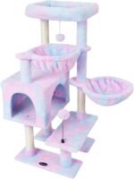 KIYUMI Cat Tree Cat Tower Condo with Sisal Scratching Post for Indoor Cats Cat Tree Cat Furniture with Hammock Perch and Kitten Ball Toys, Multi-Level Pet Activity Center Rainbow - Image 2