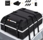 Kingfun Rooftop Cargo Carrier - Waterproof 20 Cubic Feet Car Roof Bag for All Vechicles with/Without Racks, Includes Anti-Slip Mat, 8 Reinforced Straps, 6 Door Hooks, Luggage Lock (Black) - Image 2