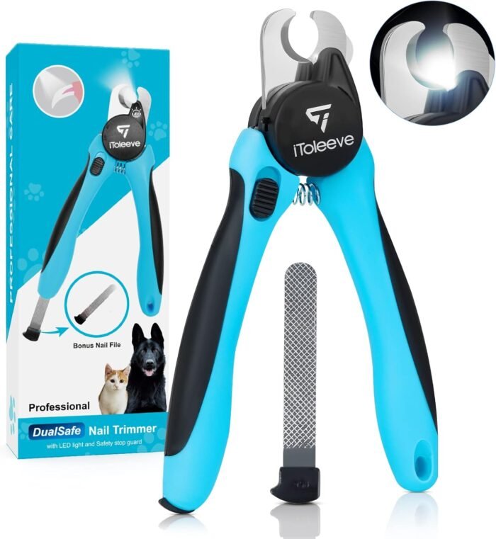 LED Dog Nail Clipper with Light, Illuminates Nails or Bloodline for Safe and Easy Trimmers, Extra Sharp for Thick Nails, Quick Sensor, Avoid Over Cutting Toenail, for Cats & Dogs - Image 2