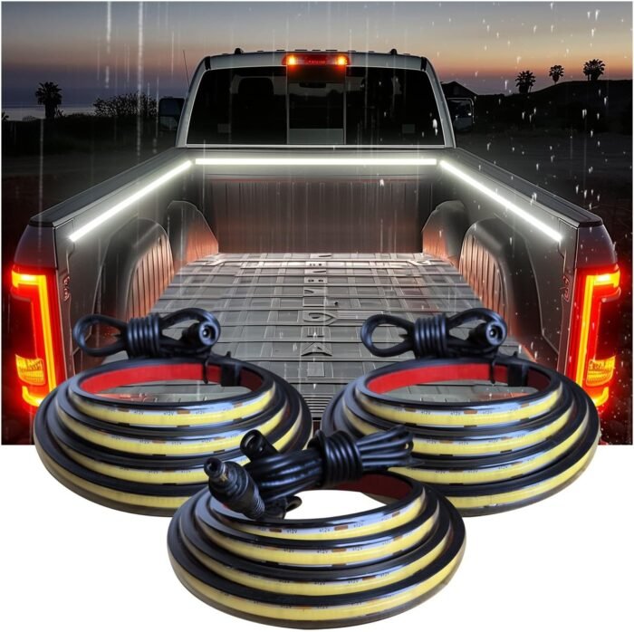 LED Truck Bed Lights, 3Pcs 60Inch 12V 6500K White COB Waterproof Lights Strip with Switch Blade Fuse Splitter, Cool Accessories for Pickup Truck Camper Van SUV RV Boat - Image 2