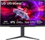 LG 27GR83Q-B 27-inch UltraGear QHD (2560x1440) IPS Gaming Monitor, 240Hz, 1ms, DisplayHDR 400, G-Sync AMD FreeSync Premium, HDMI 2.1 DisplayPort, 4-Pole HP Out DTS GP:X, Tilt/Height/Pivot Stand, Black - Image 2