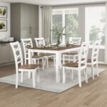 Lexicon Dining Table Set for 6 with Chairs, Wood 7 Piece Farmhouse Dining Room Table and Chairs Set of 6, Cross Back, Easy Assembly Seater for Indoor Home, Dinner, Kitchen, Cherry/White - Image 2