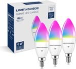 Lightinginside E12 Smart Light Bulbs 60W Equiv., 500LM 6W RGBCW Candelabra Chandelier Candle Bulb Works with Alexa/Google Home/Smart Life, 2.4G WiFi Bluetooth Bulbs, No Hub Required, ETL Listed, 3PCS - Image 2