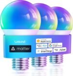 Linkind Matter Smart Light Bulb, Smart Bulbs Work with Apple Home, Siri, Alexa, Google Home, SmartThings, Color Changing Light Bulbs RGTBW Music Sync, Mood Lights, 2.4Ghz WiFi A19 E26 60W 800LM 3 Pack - Image 2