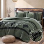 MAIREVE Olive Green Embroidery Comforters Set Queen Size - 7 Pieces, Farmhouse Western Bedding All Season Bed in A Bag Queen, Boho Comforter Set with Sheets, Pillowcases & Shams - Image 2