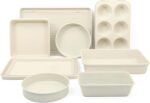 Martha Stewart Gallen 10 Piece Baking Pans Ceramic PFA Free Non Toxic Non Stick Bakeware Set - Linen White - Image 2
