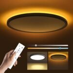 Matane 12in LED Flush Mount Ceiling Light Fixture with Remote Control, Nightlight 2000K Warm, 3000K-6500K Adjustable, Low Profile Ceiling Lights for Bedroom, Kitchen, Living Room, Black - Image 2