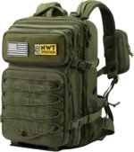 Military Tactical Backpack,Sturdy Work & Molle Laptops Rucksack,Army Pack for Hiking Camping Travel Fishing Gym,Green - Image 2