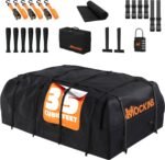 Mockins 35 Cu.Ft. Black Waterproof Rooftop Cargo Carrier Bag | 60"x42"x24" Car Roof Bag for Use with or w/o Roof Rack | Car Topper Luggage Carrier Waterproof Storage Set w/Mat, Straps, Hooks, & More - Image 2