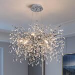 Modern Tree Branch Crystal Chandelier Luxury Silver Crystal Pendant Lighting 23.6" Contemporary 8-Light Chandeliers for Dining Room Kitchen Bedroom Living Room - Image 2