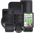 NutriChef 10-Piece Non-Stick Baking Set – Heavy-Duty Carbon Steel Bakeware Set w/ Cookie Sheets, Muffin Pan, Roasting Pan, Cake Pan, Baking Tray, Pizza Pan – Effortless Food Release & Easy Cleanup - Image 2